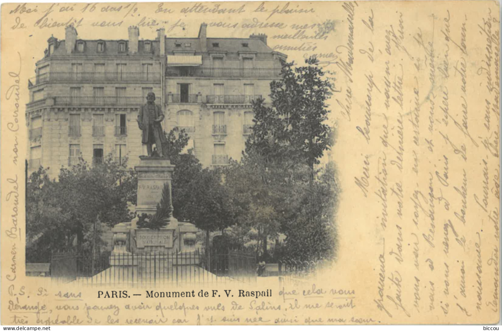 Cpa PARIS 75 - 1902 - Monument De F. V. Raspail - Statues