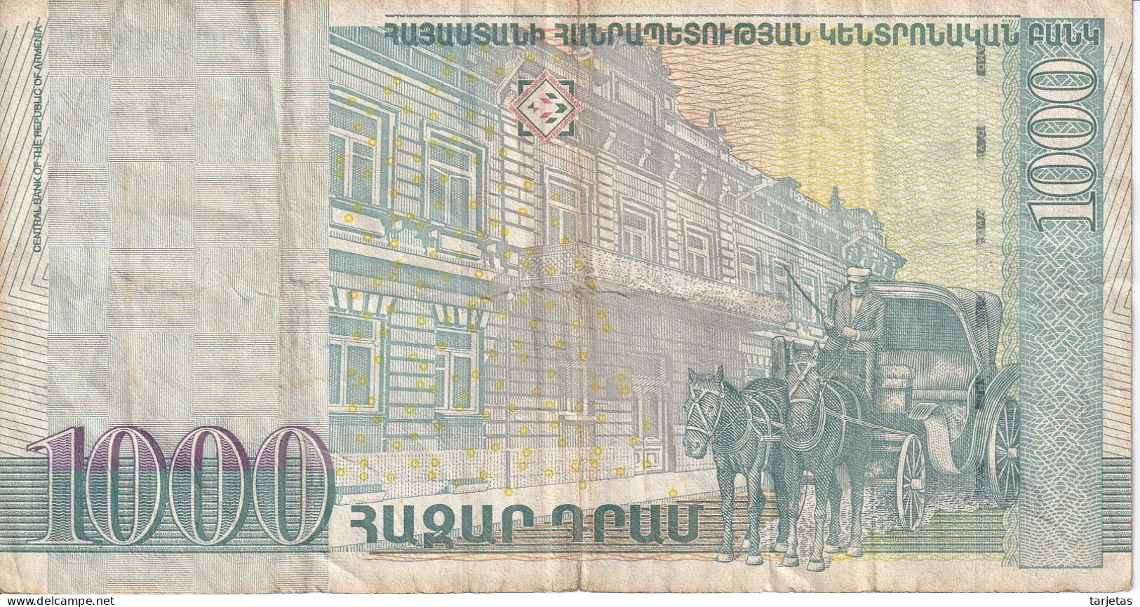 BILLETE DE ARMENIA DE 1000 DRAM DEL AÑO 2001 (BANK NOTE) - Armenië