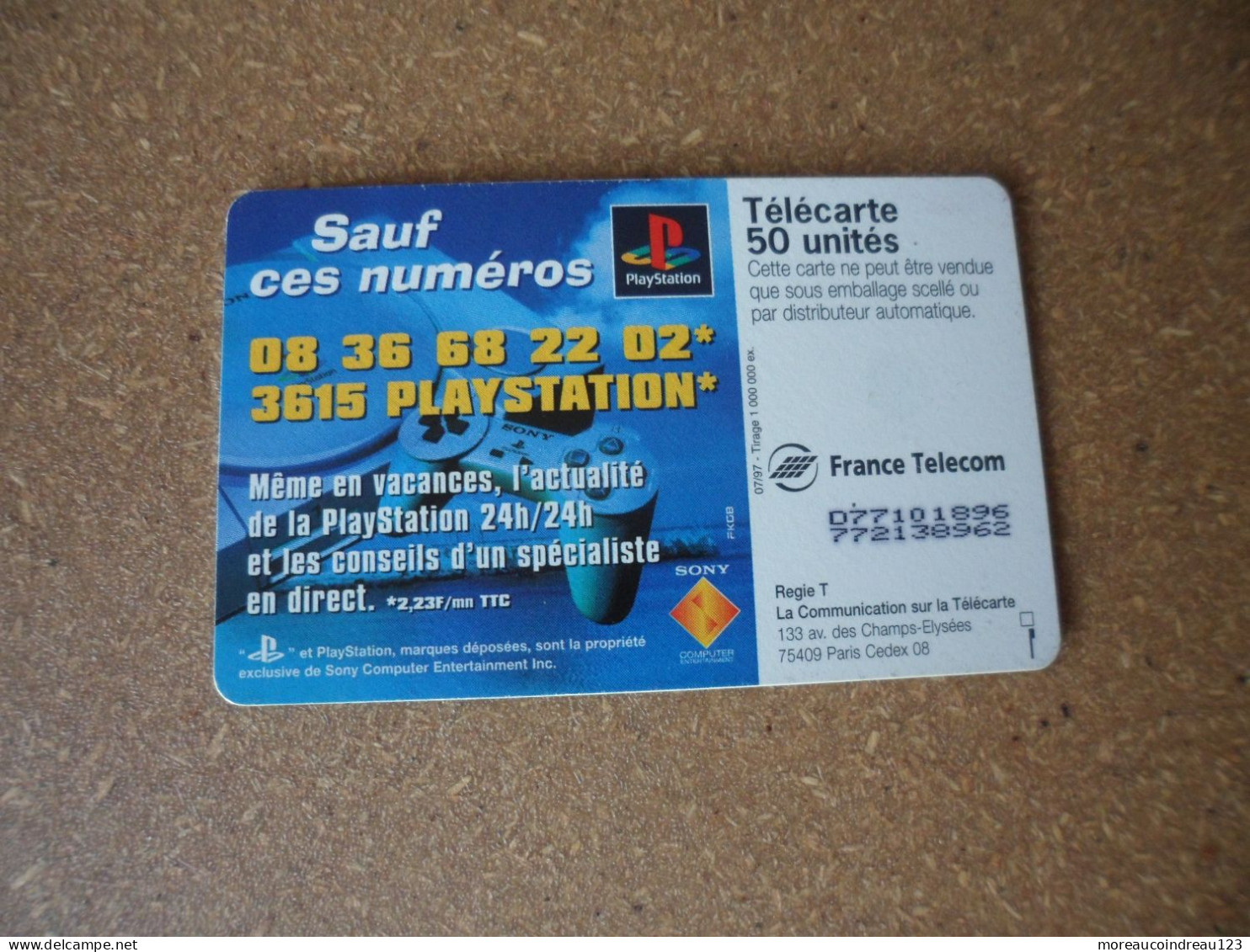 Télécarte  Playstation 50 Unités - Spiele