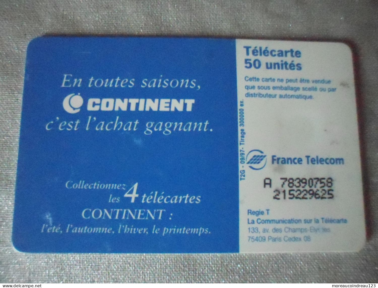 Télécarte  Continent L Automne - Levensmiddelen