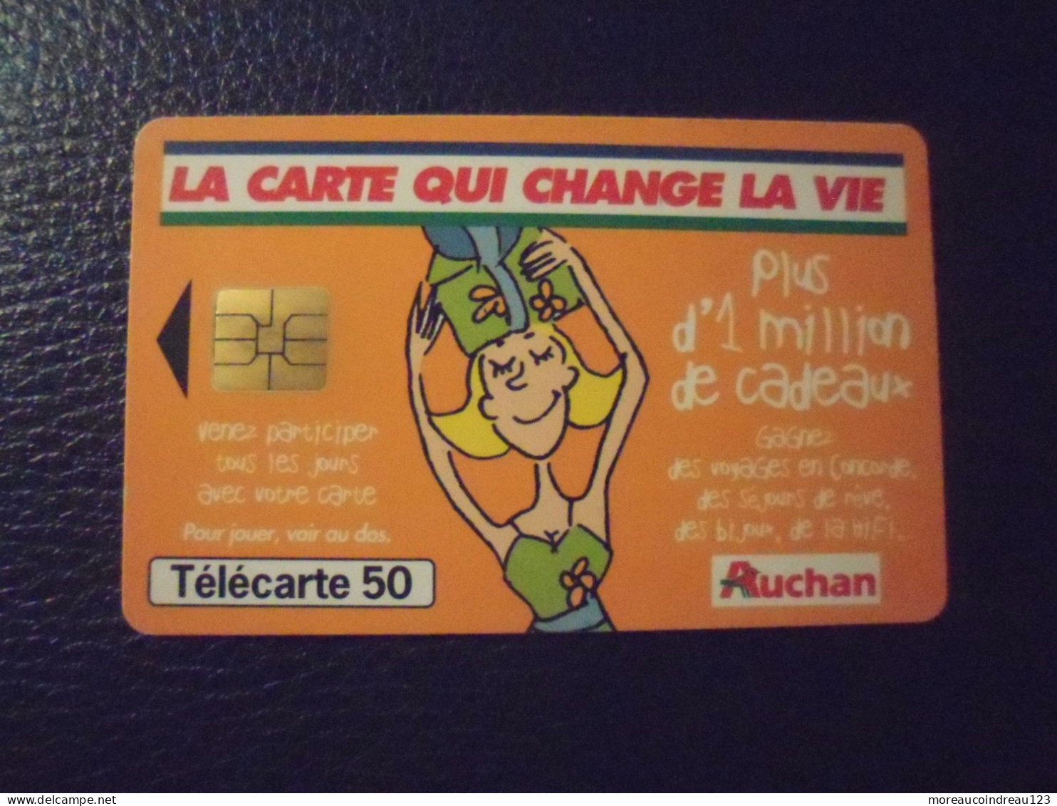 2 X Télécartes  Auchan Orange/rouge - Levensmiddelen