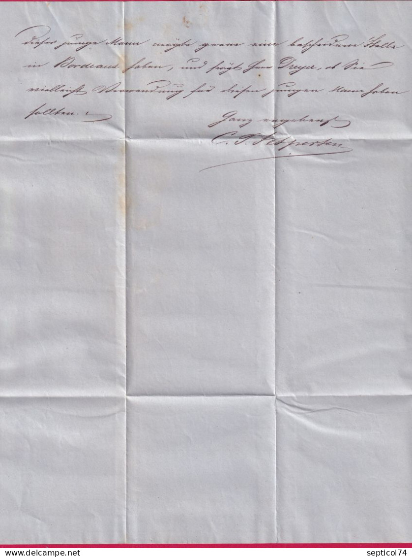 COPENHAGUE DANEMARK 1871 ENTREE 2 ERQUELINE 2 POUR BORDEAUX LETTRE COVER - ...-1851 Préphilatélie