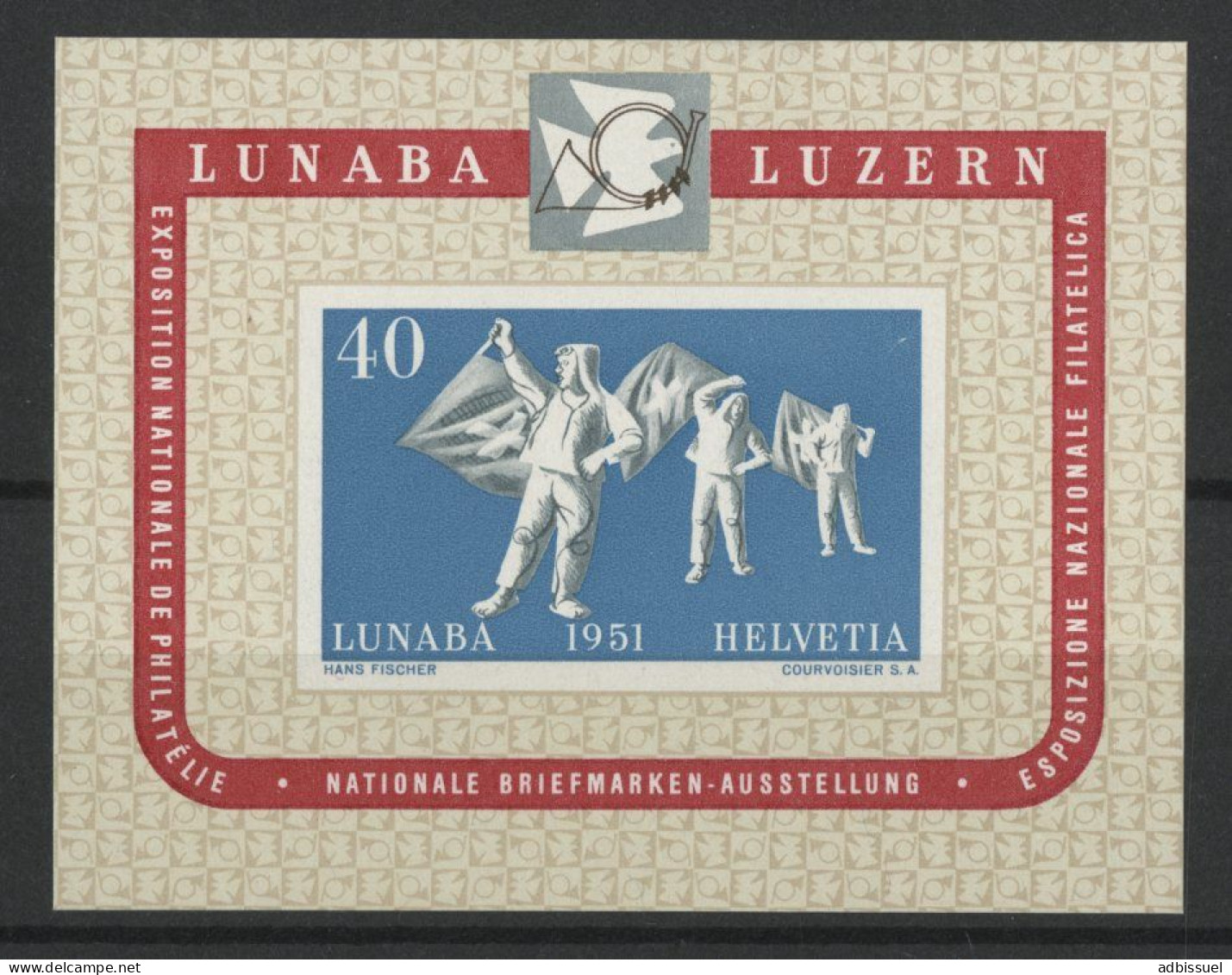 SUISSE BLOC N° 14 (Mi 32) Cote 275 € LUBANA LUZERN Neuf Sans Charnière ** (MNH) Qualité TB - Blocs & Feuillets