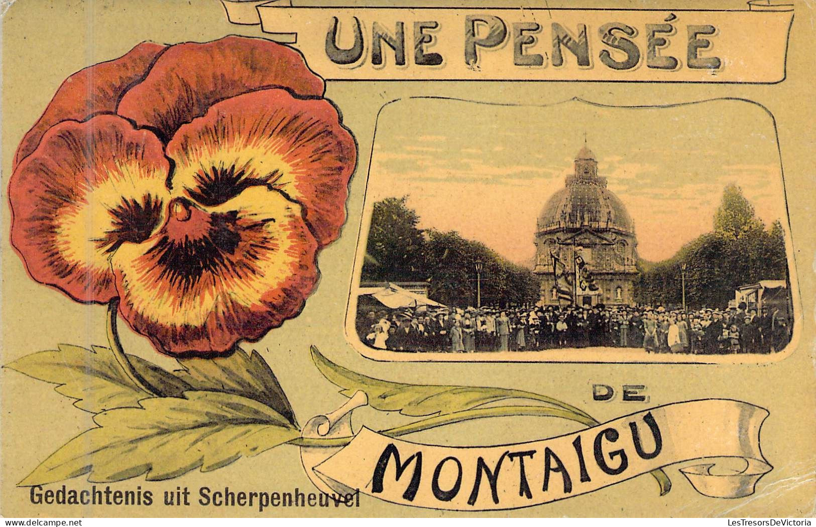 BELGIQUE - MONTAIGU - Une Pensée De MONTAIGU - Encart De La Ville - Code Postale Ancienne - Andere & Zonder Classificatie