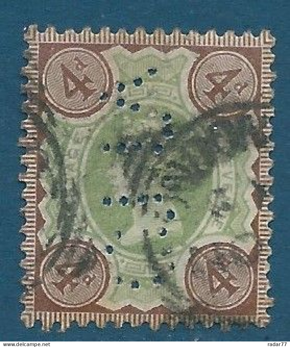 Grande-Bretagne N°97 Victoria 4d Brun Et Vert Oblitéré (avec Perforation - Voir Scans) - Unused Stamps