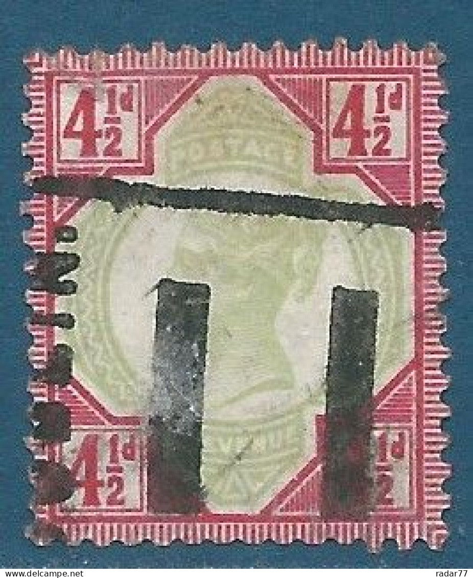 Grande-Bretagne N°98 Victoria 4,5d Rouge Carminé Et Vert Oblitéré - Ungebraucht