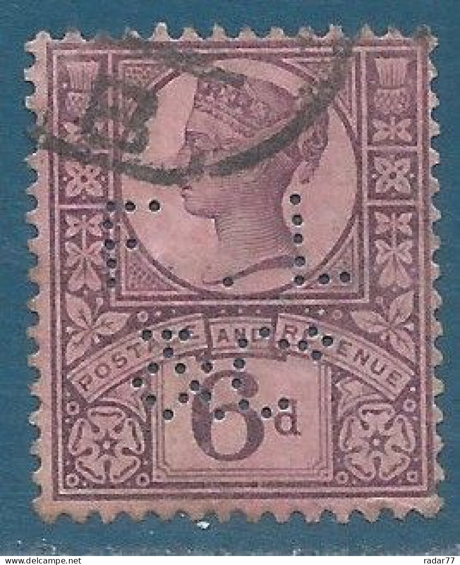 Grande-Bretagne N°100 Victoria 6d Violet Sur Rouge Oblitéré (perforé - Voir Scans) - Unused Stamps