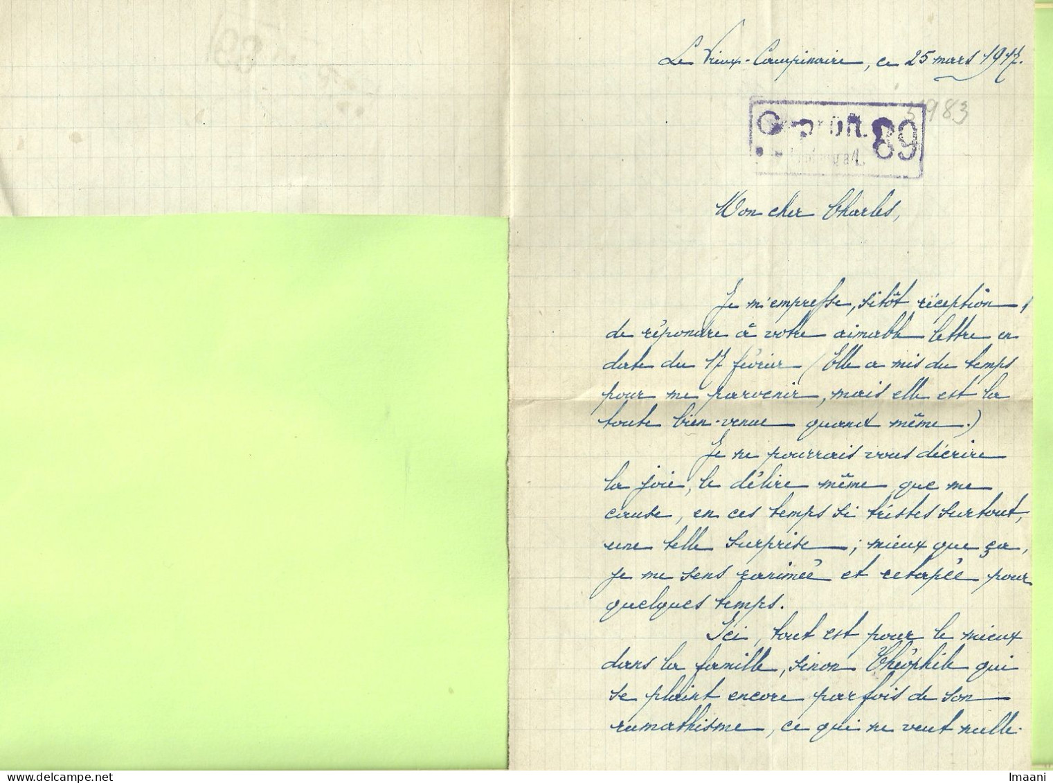 Brief (met Inhoud) FLEURUS 27/3/18 Naar "Kriegsgefangenen LIMBURG S/Lhan -Rheinbach , Stempel GEPRUFT  (B2715) - Kriegsgefangenschaft