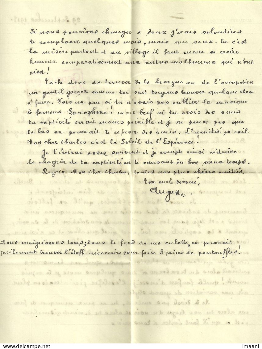 Brief (met Inhoud) BLATON 29/9/17 Naar "Kriegsgefangenen LIMBURG S/Lhan -Rheinbach , Stempel GEPRUFT  (B2750) - Kriegsgefangenschaft