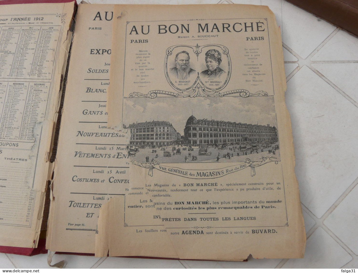 AGENDA BUVARD AU BON MARCHE 1912 MAISON A. BOUCICAUT,COUVERTURE TOILEE Avec Plan De Paris - Agende & Calendari