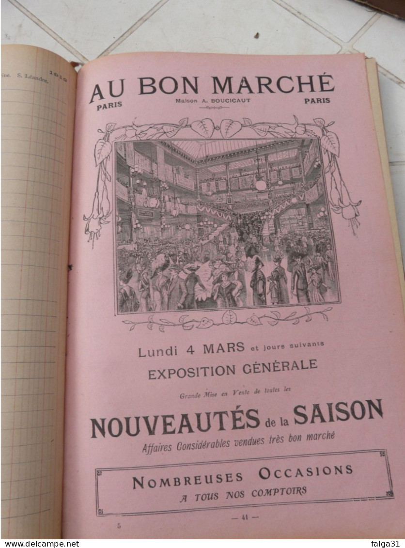 AGENDA BUVARD AU BON MARCHE 1912 MAISON A. BOUCICAUT,COUVERTURE TOILEE Avec Plan De Paris - Diaries