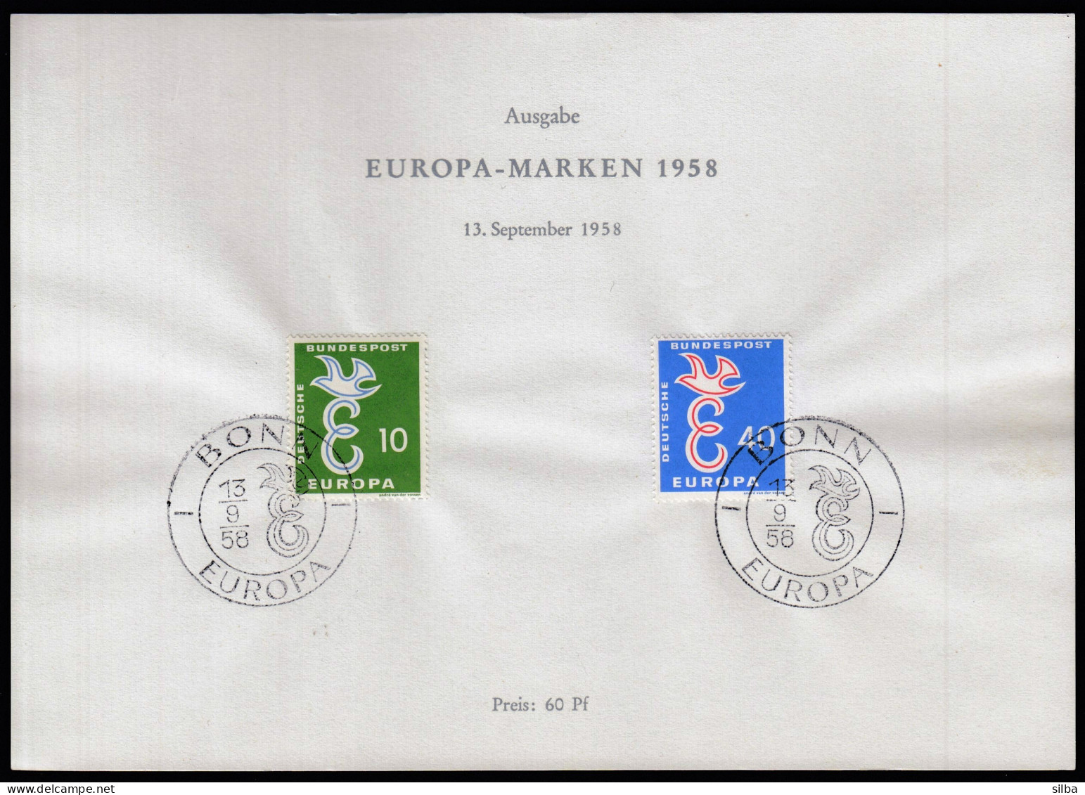 Germany Bonn 1958 / Europa CEPT / Souvenierblatt - 1958