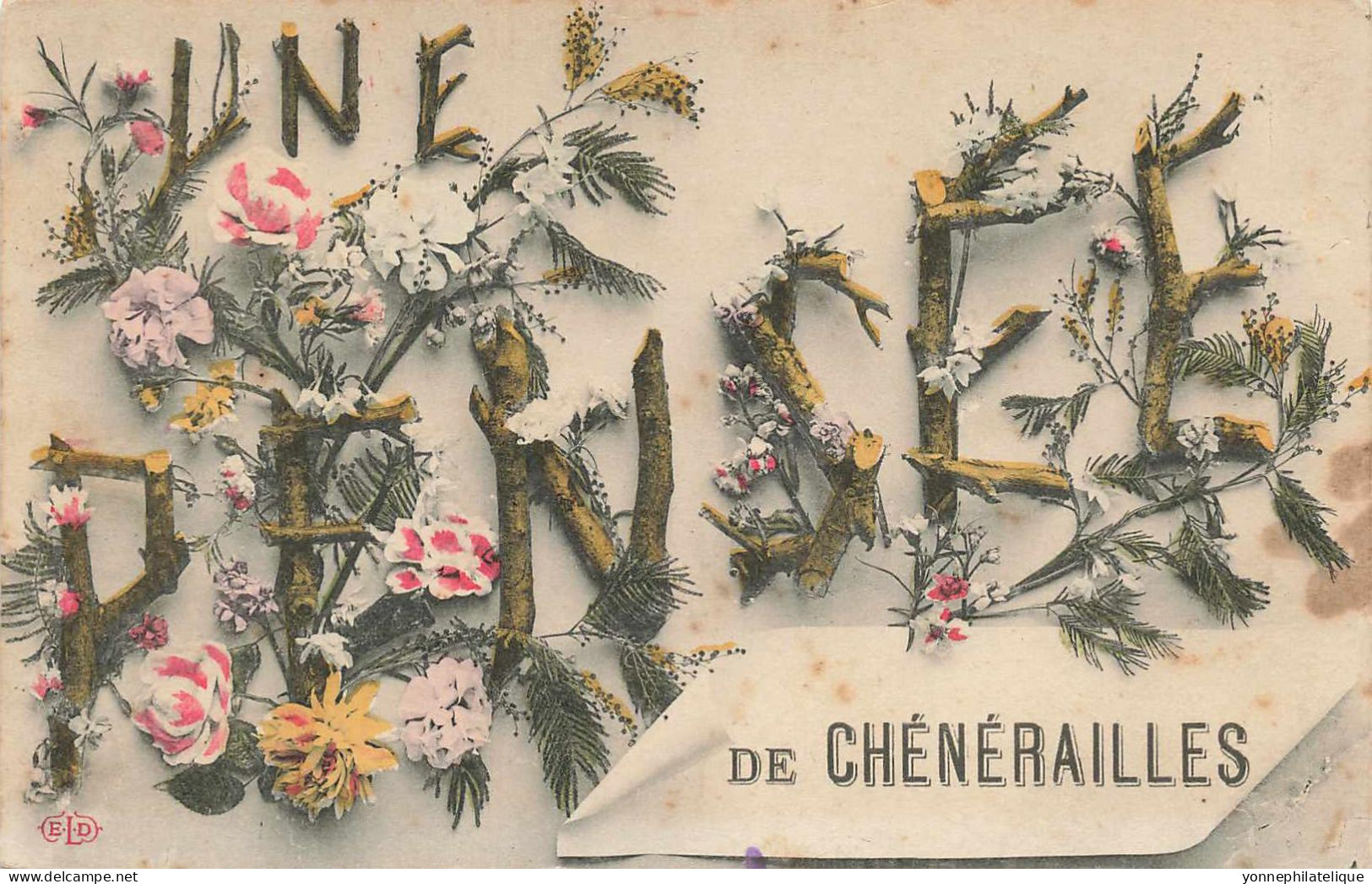 23 - CREUSE - CHÉNÉRAILLES - Carte Fantaisie Ancienne "une Pensée De"  - 10072 - Chenerailles