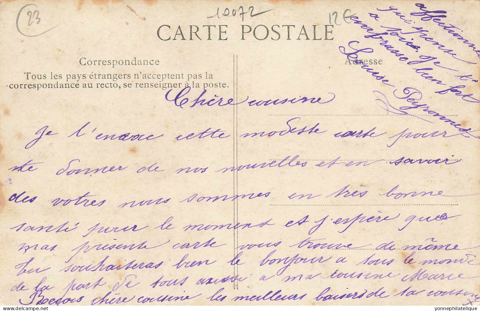 23 - CREUSE - CHÉNÉRAILLES - Carte Fantaisie Ancienne "une Pensée De"  - 10072 - Chenerailles