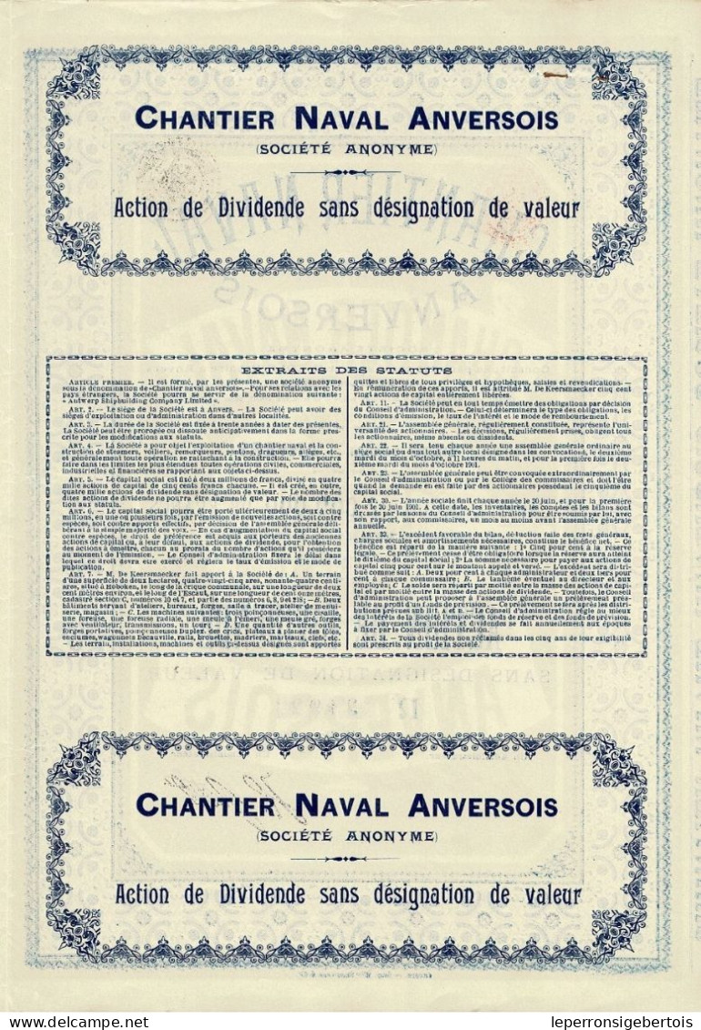 Titre De 1900 - Chantier Naval Anversois - EF - - Navy