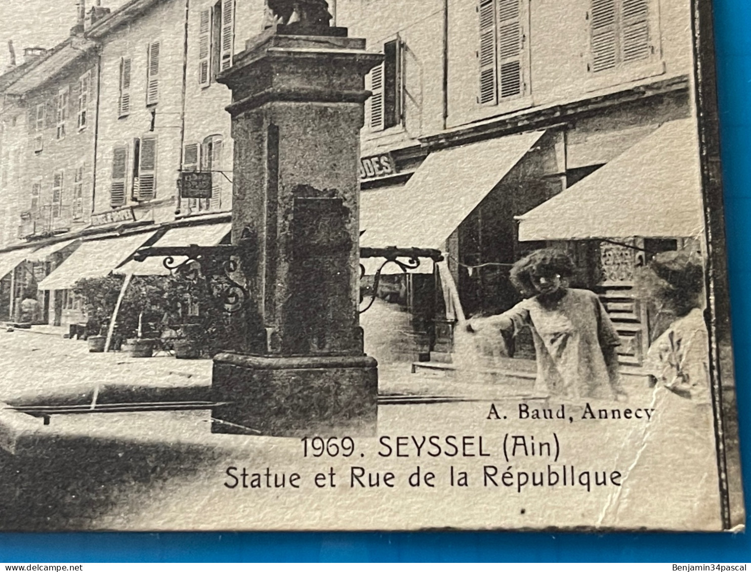 Cpa 01 Seyssel -Statue Et Rue De La République - 1918 - Seyssel