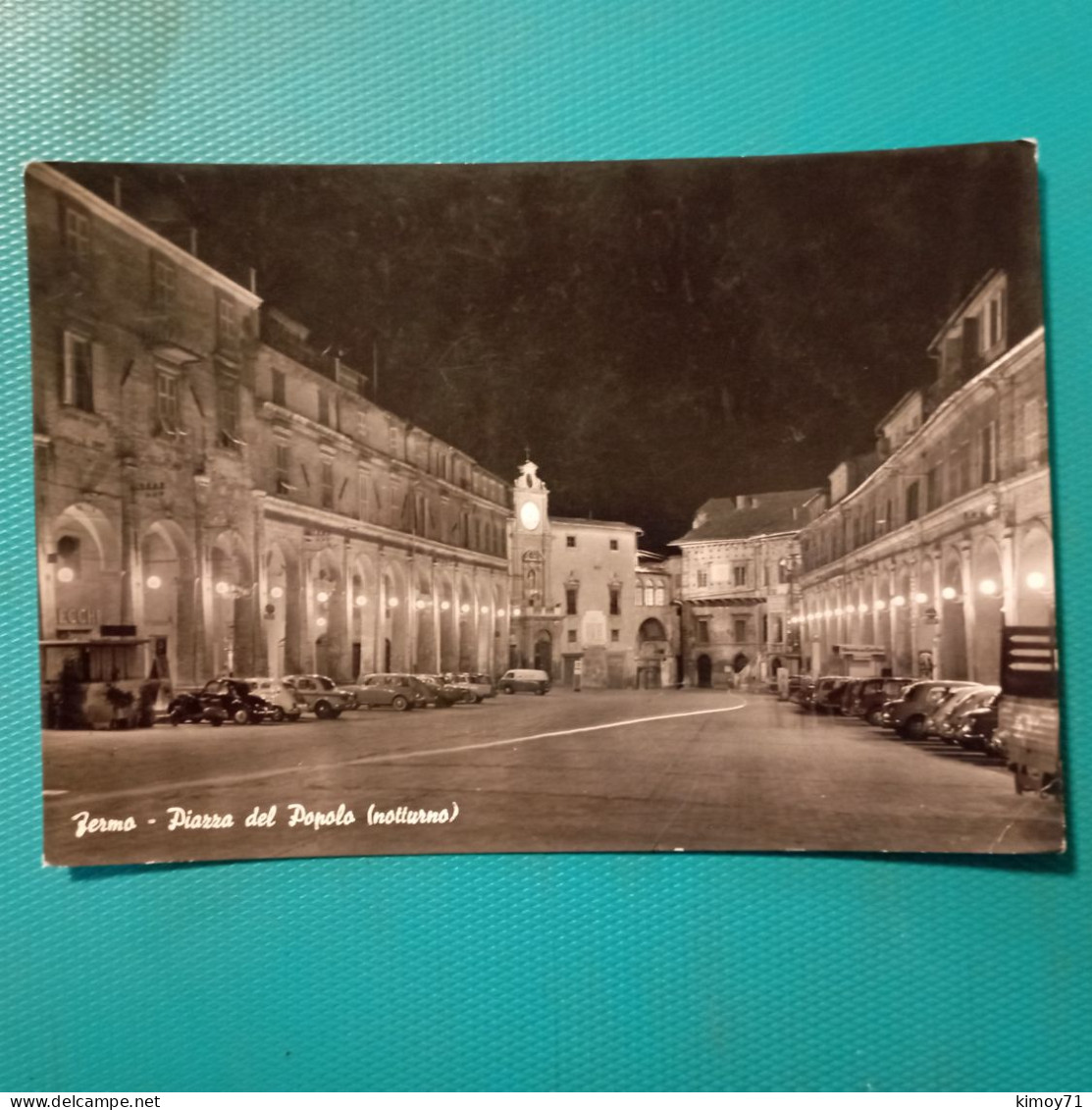 Cartolina Fermo - Piazza Del Popolo (notturno). Viaggiata 1964 - Fermo