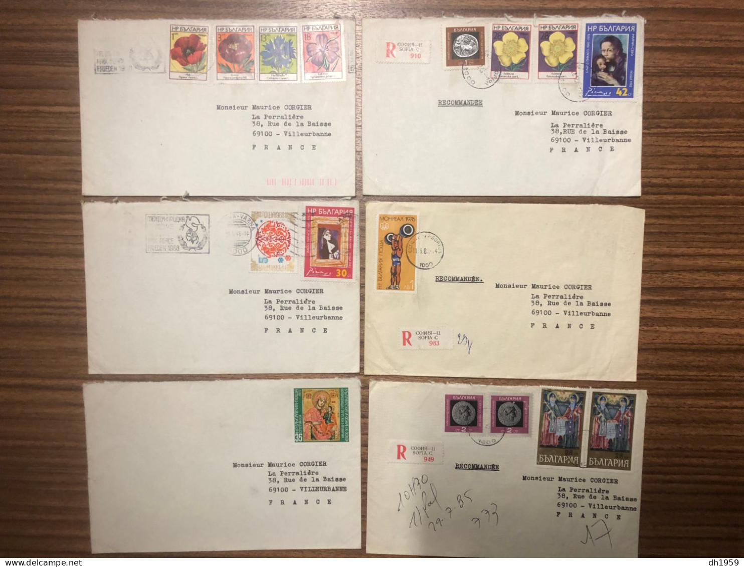 BULGARIE BULGARIEN BULGARIA COLLECTION LOT env. 66 LETTRES COVER BRIEFE SOFIA VILLEURBANNE CAT CHAT HORSE SOCCER