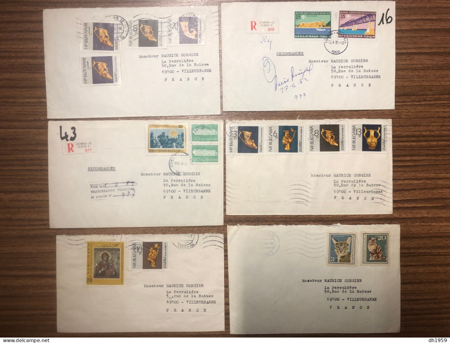 BULGARIE BULGARIEN BULGARIA COLLECTION LOT env. 66 LETTRES COVER BRIEFE SOFIA VILLEURBANNE CAT CHAT HORSE SOCCER