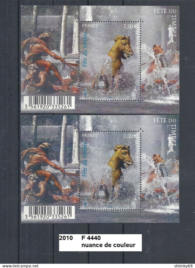 Variété Feuillet De 2010 Neuf** Y&T N° F 4440 Nuance De Couleur De Fond Gris-rose & Gris-vert - Unused Stamps