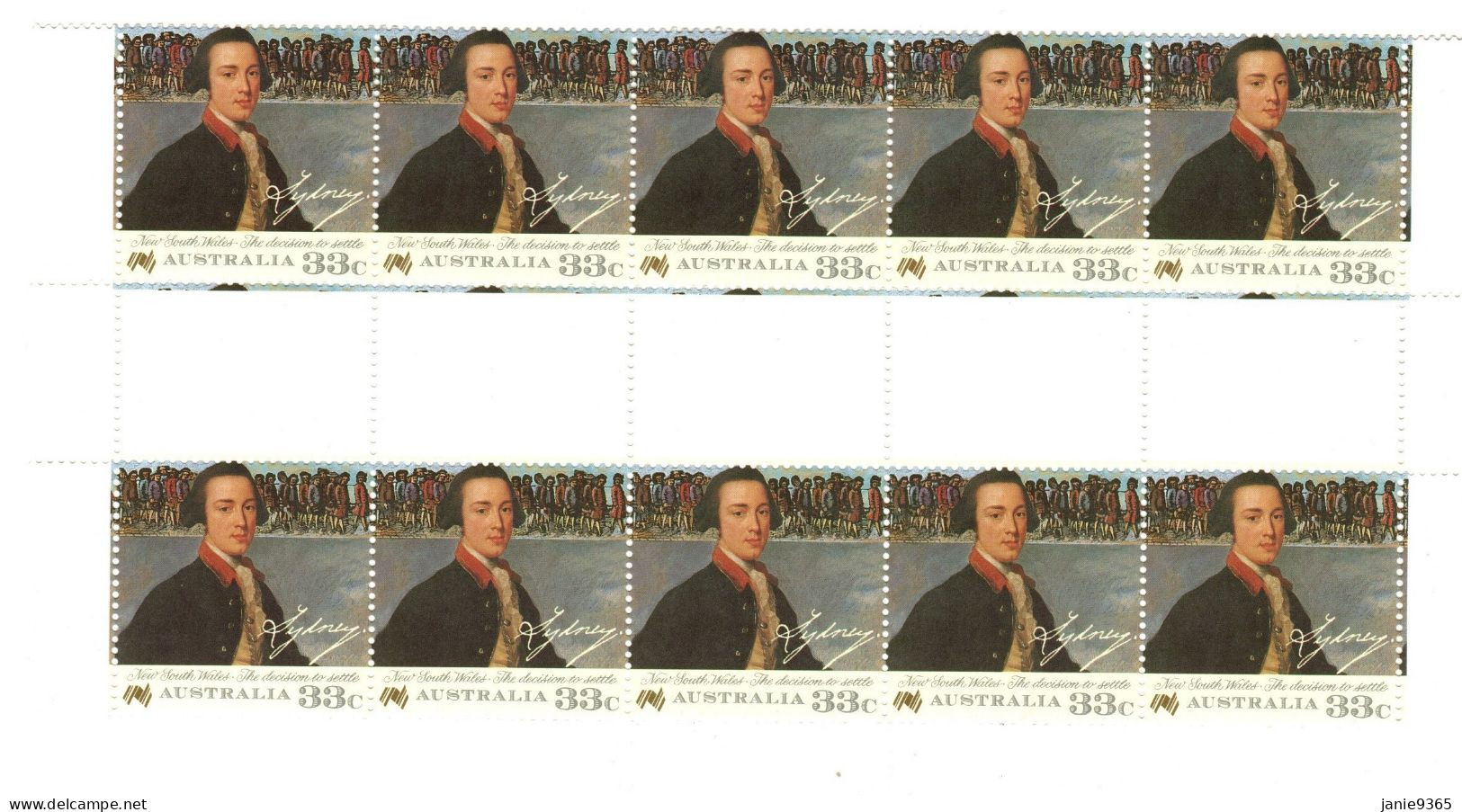 Australia ASC 1026 1987 Bicentennial V,Lord Sydney Gutter Strip, Mint Never Hinged - Autres & Non Classés