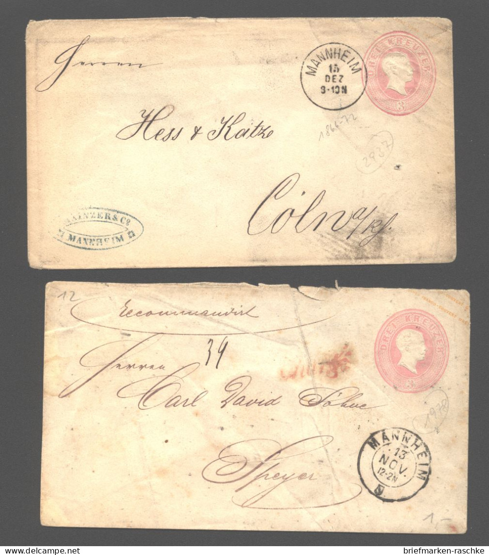 Baden,2 Ganzsachen Mit Vers.Mannheim O (115) - Postal  Stationery