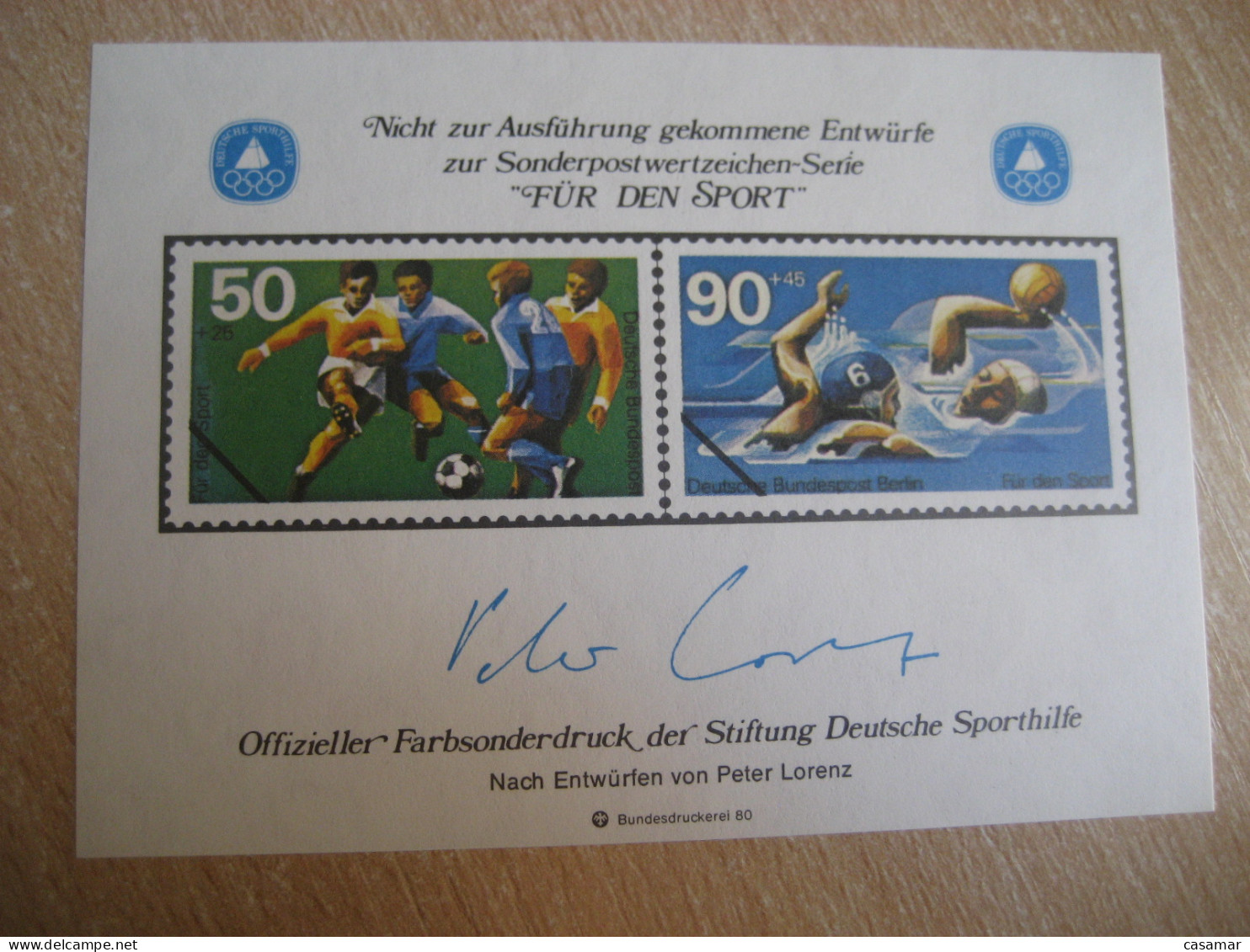 Water Polo Waterpolo Football Olympics 1983 Official Druck Proof Special Color Print Epreuve Imperforated GERMANY - Water-Polo