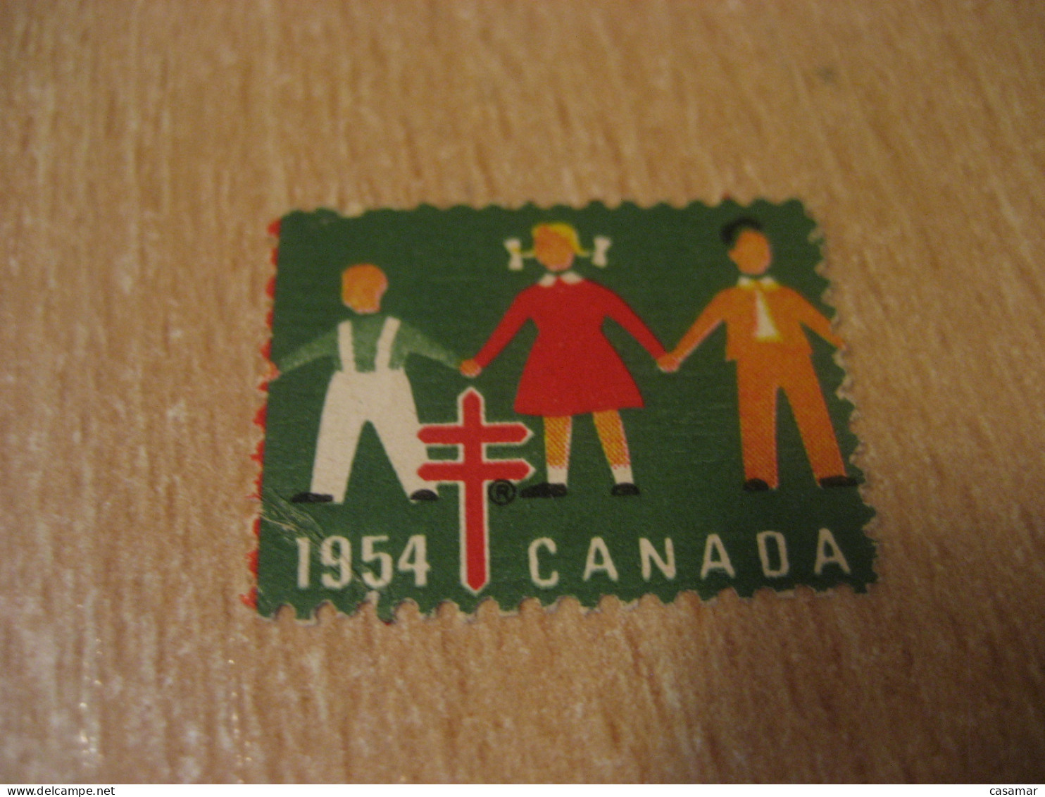 1954 Christmas TB Tuberculosis Poster Stamp Vignette CANADA Tuberculose Label Seal Health Sante - Vignettes Locales Et Privées