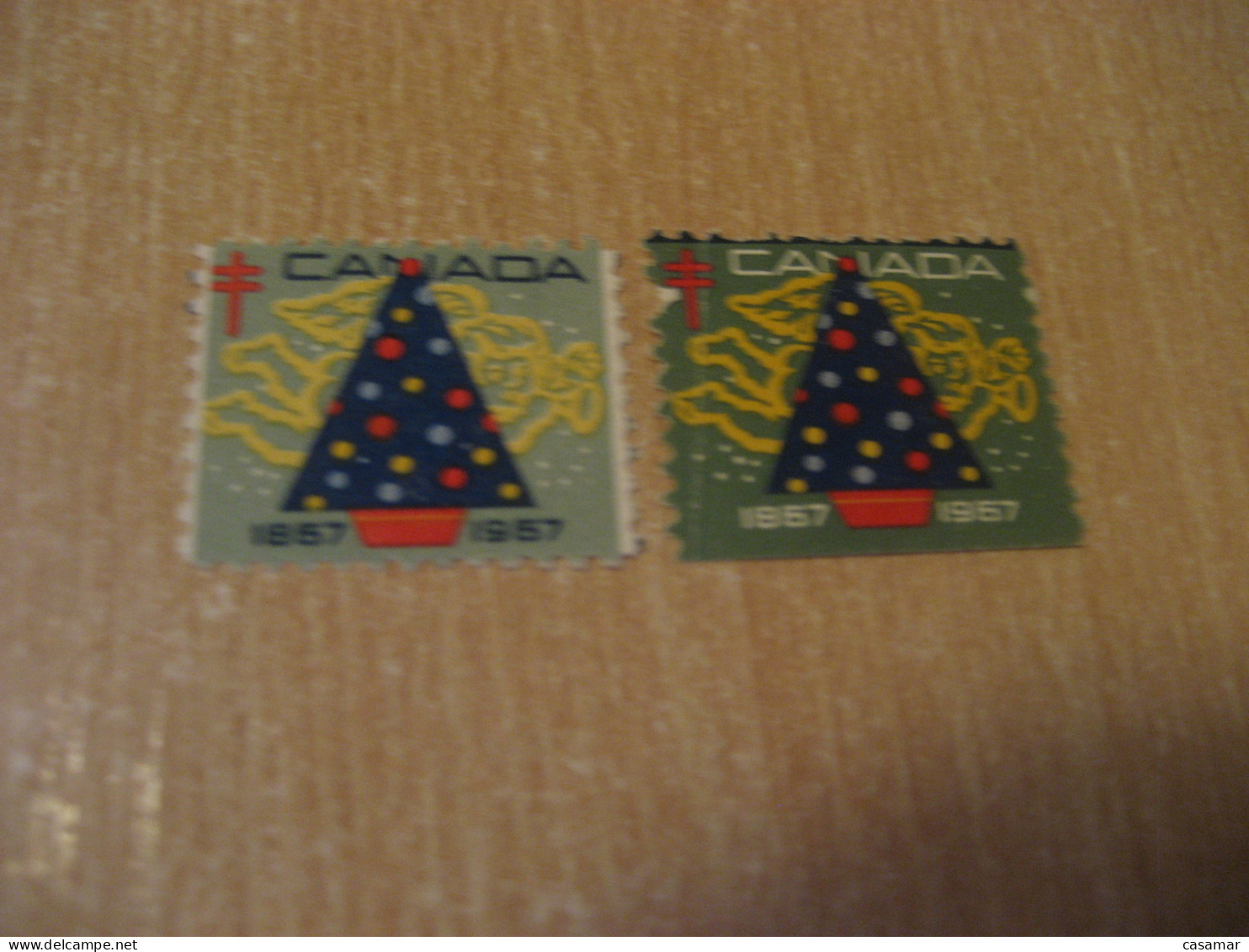 1967 Christmas TB Tuberculosis 2 Poster Stamp Vignette CANADA Tuberculose Label Seal Health Sante - Local, Strike, Seals & Cinderellas