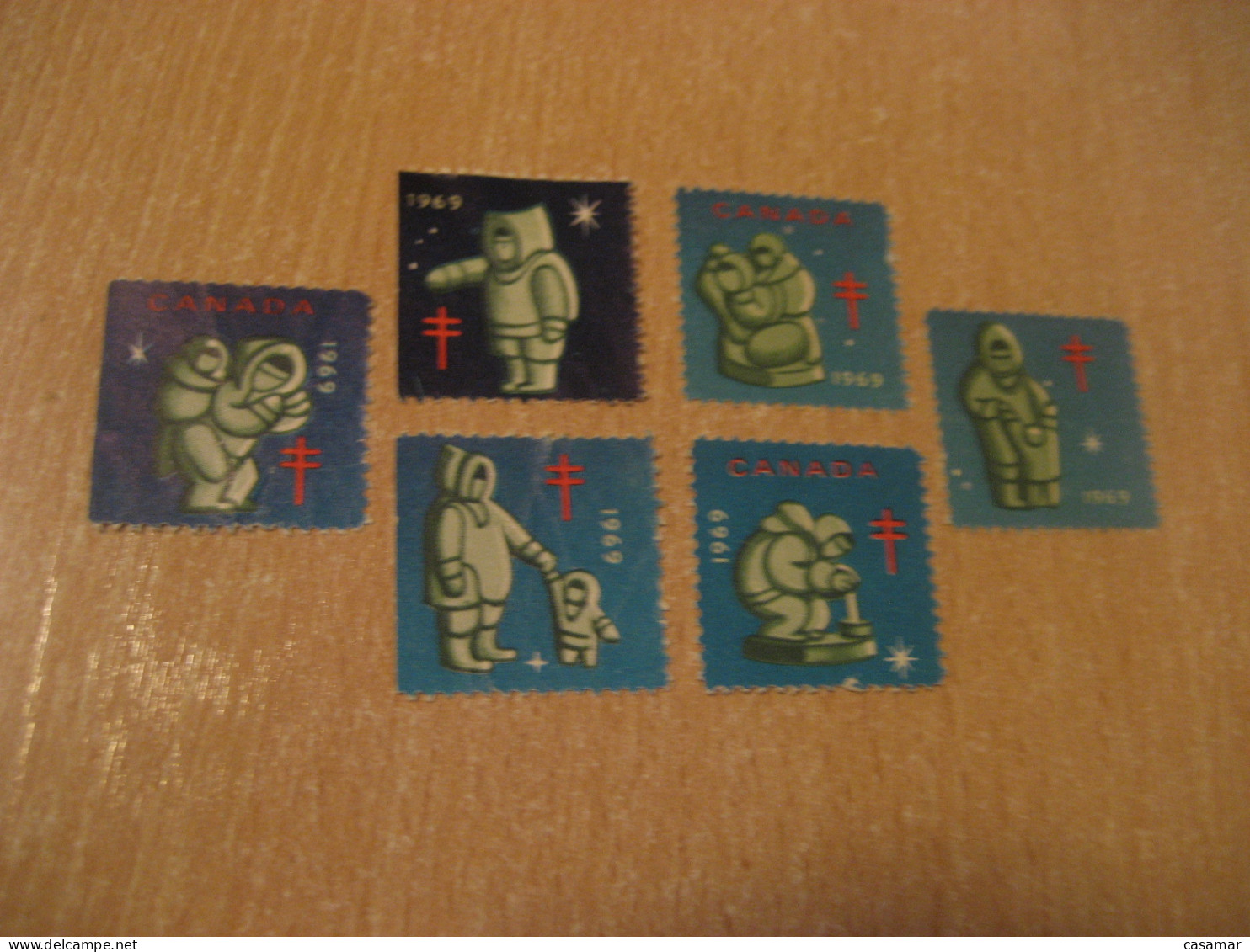 1969 Christmas TB Tuberculosis 6 Poster Stamp Vignette CANADA Tuberculose Label Seal Health Sante - Viñetas Locales Y Privadas