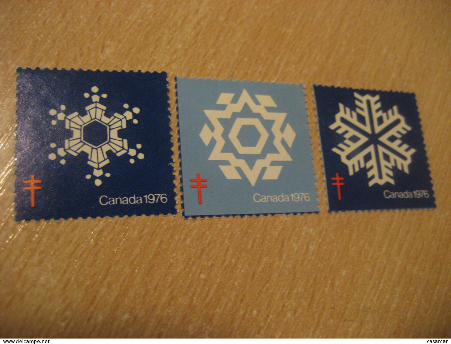 1976 Snow Christmas TB Tuberculosis 3 Poster Stamp Vignette CANADA Tuberculose Label Seal Health Sante - Privaat & Lokale Post