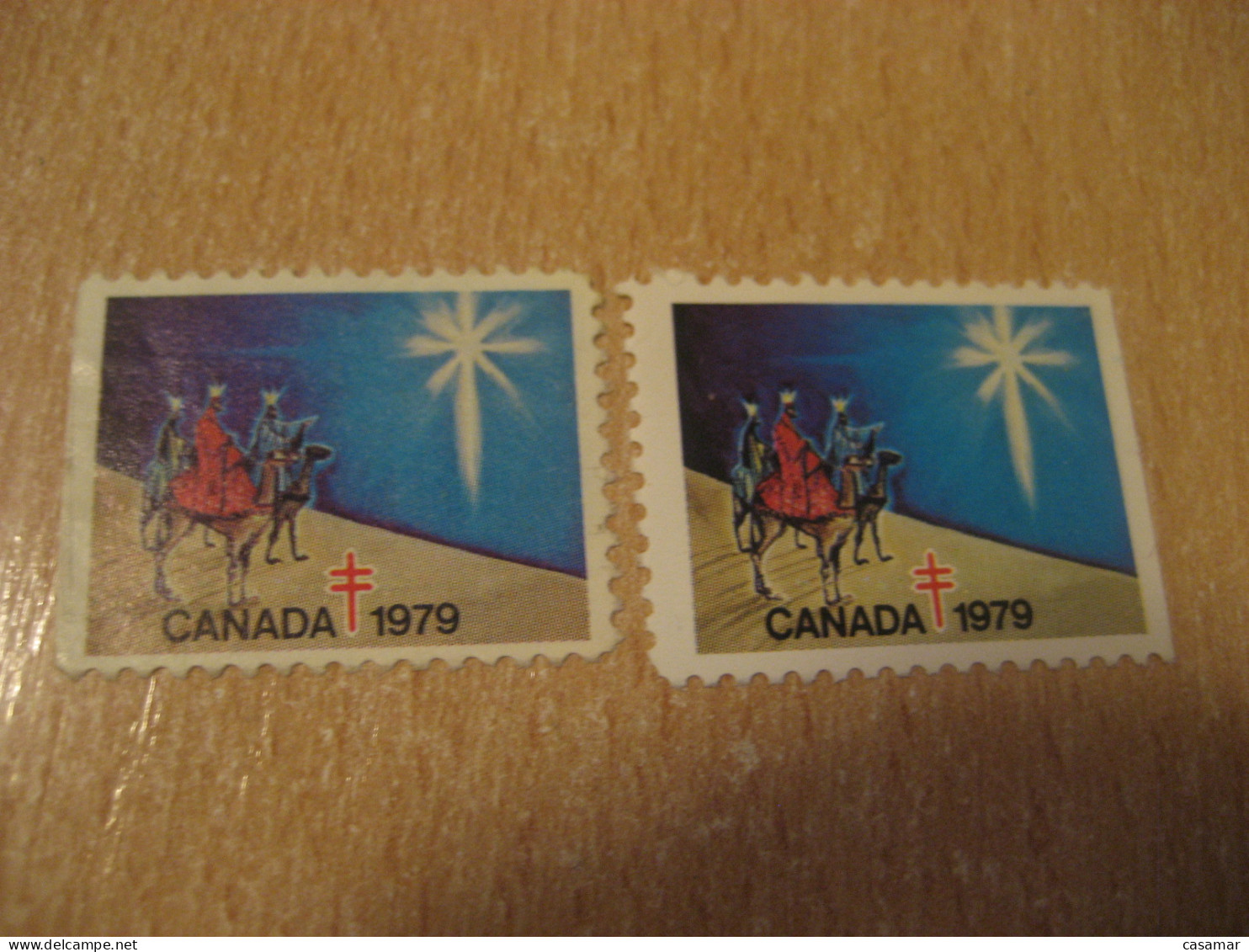 1979 The Magi Christmas TB Tuberculosis 2 Poster Stamp Vignette CANADA Tuberculose Label Seal Health Sante - Werbemarken (Vignetten)
