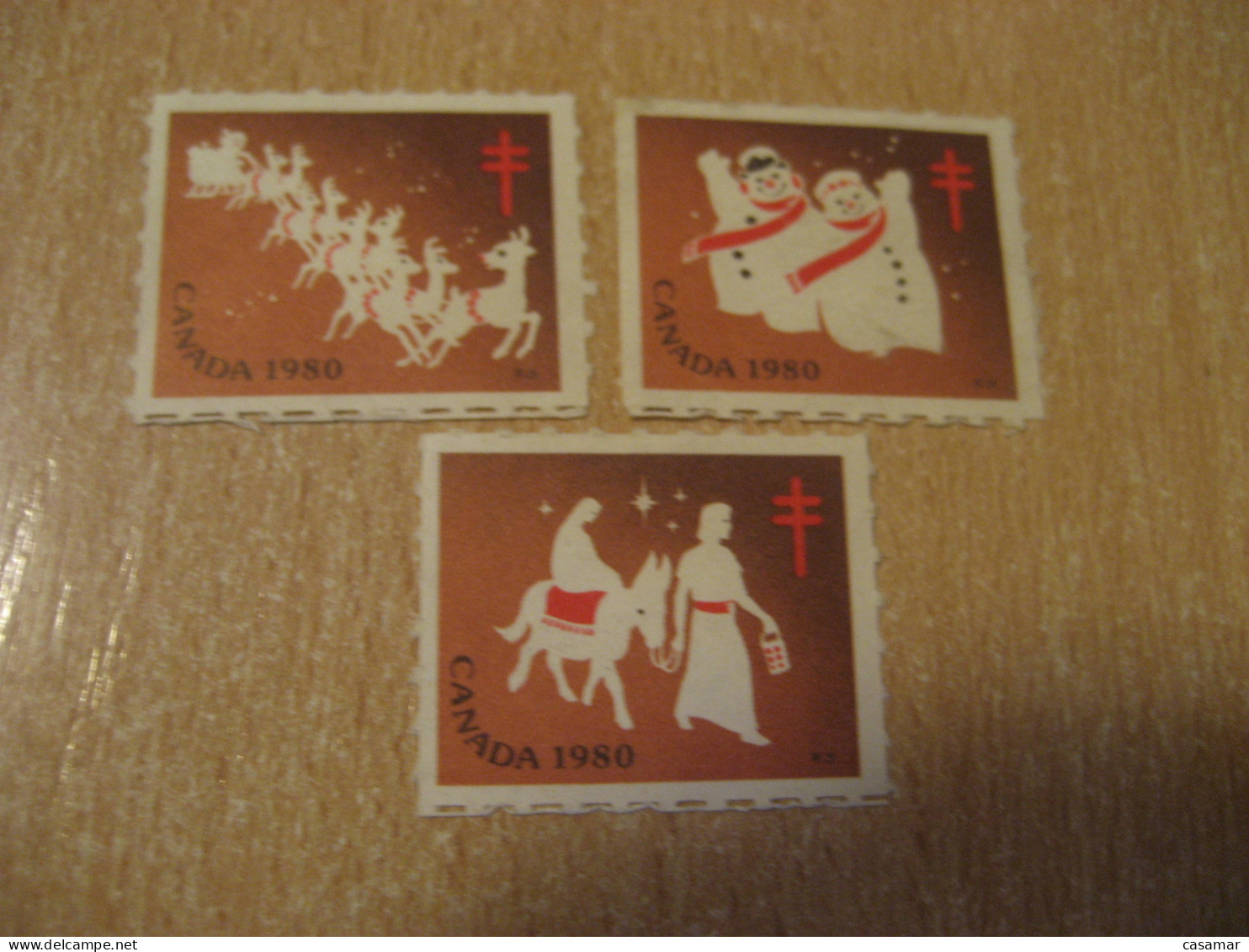 1980 Christmas TB Tuberculosis 3 Poster Stamp Vignette CANADA Tuberculose Label Seal Health Sante - Vignette Locali E Private