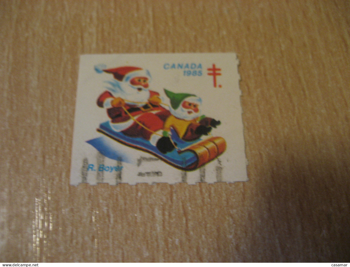 1985 Sleigh Sled Christmas TB Tuberculosis Poster Stamp Vignette CANADA Tuberculose Label Seal Health Sante - Viñetas Locales Y Privadas