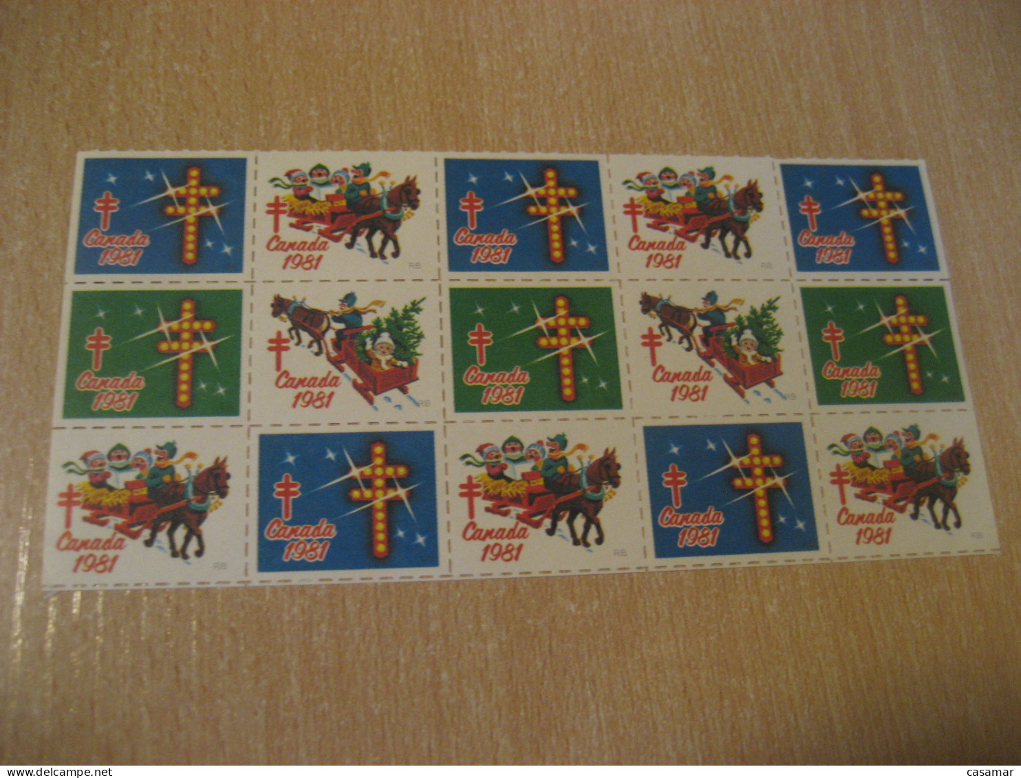 1981 Sleigh Stage Coach Christmas TB Tuberculosis 15 Poster Stamp Vignette CANADA Tuberculose Label Seal Health Sante - Viñetas Locales Y Privadas