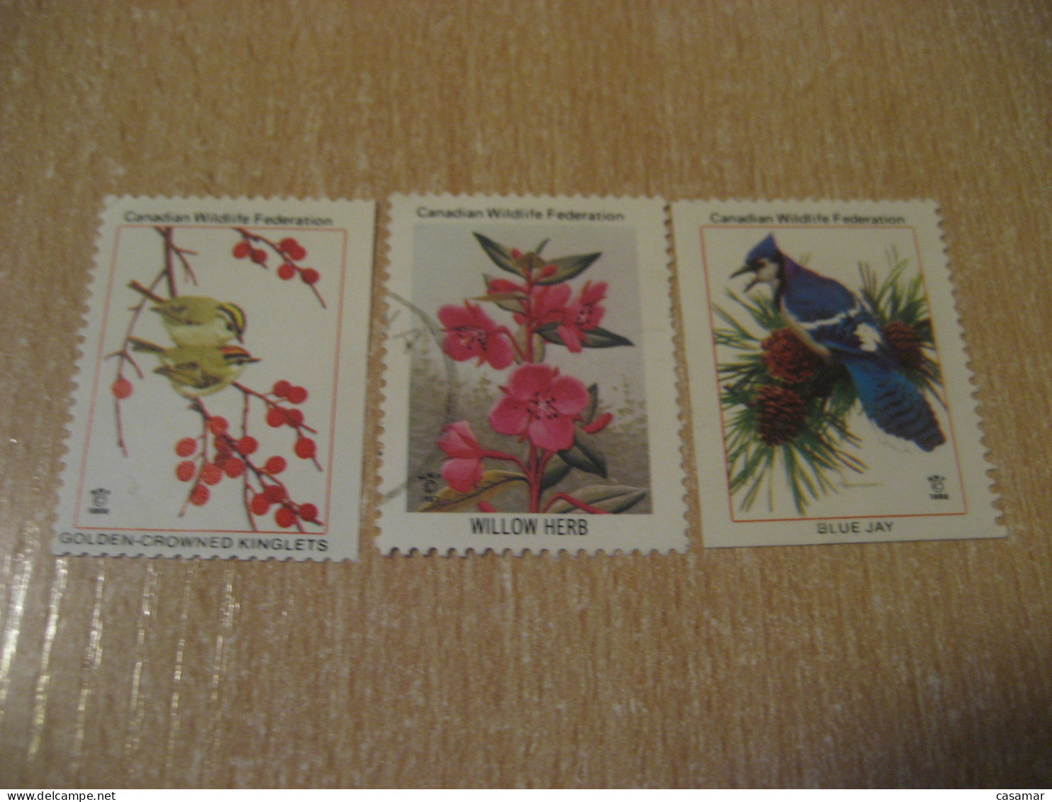 Canadian Wildlife Federation Bird Birds Flower Flora 3 Poster Stamp Vignette CANADA Label Seal - Privaat & Lokale Post
