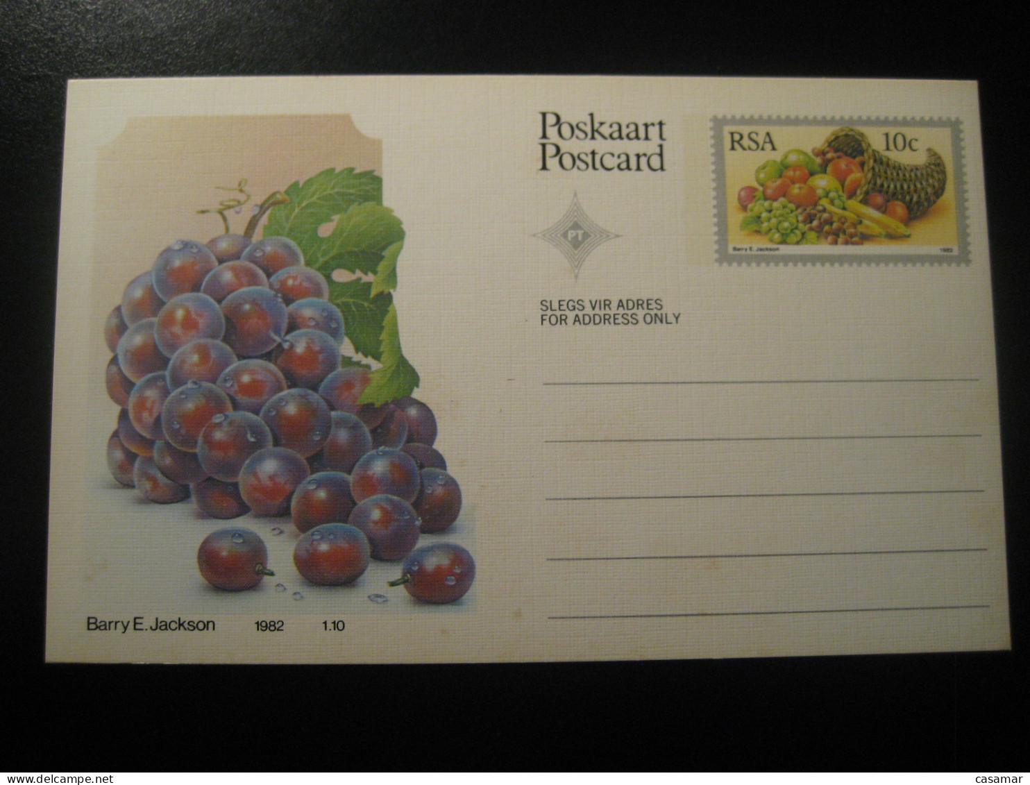 Grape Raisin Uva Wine Enology Fruit Fruits Postal Stationery Card RSA SOUTH AFRICA - Vins & Alcools