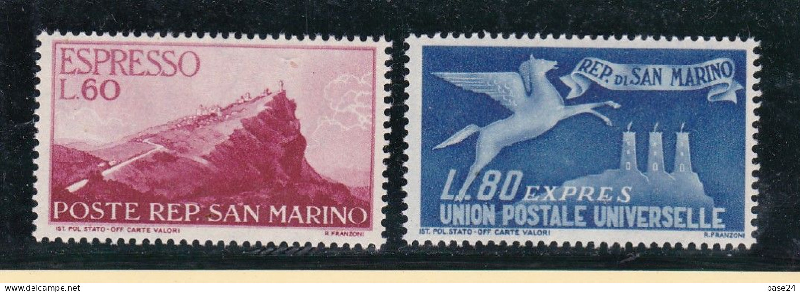 1950 San Marino Saint Marin ESPRESSO N°21-22 Serie Di 2 Valori, 60 Lire Con Gomma Leggermente Bicolore, Express - Eilpost