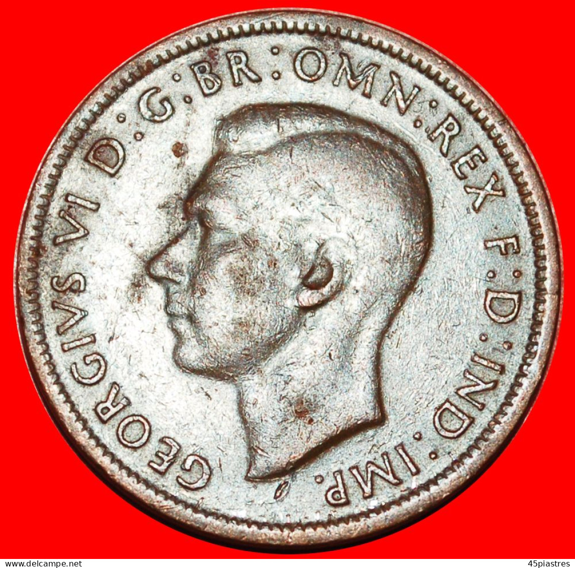 * MELBOURNE (1939-1948): AUSTRALIA  1/2 PENNY 1943! KANGAROO RIGHT! GEORGE VI (1937-1952)· LOW START! · NO RESERVE!!! - ½ Penny