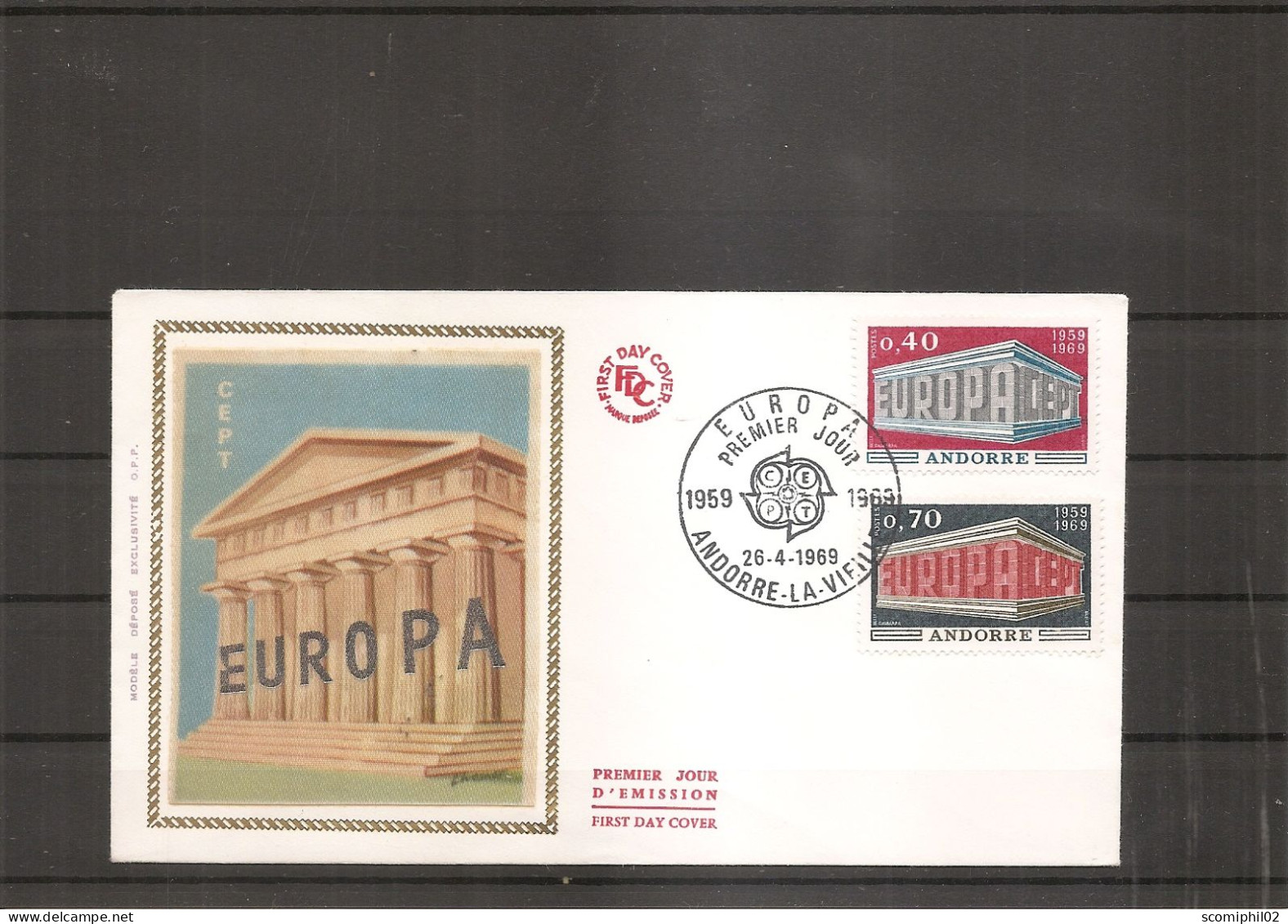 Andorre Français - Europa 1969  (  FDC Sur Soie De 1969  - Cote 30 Euros )) - Covers & Documents