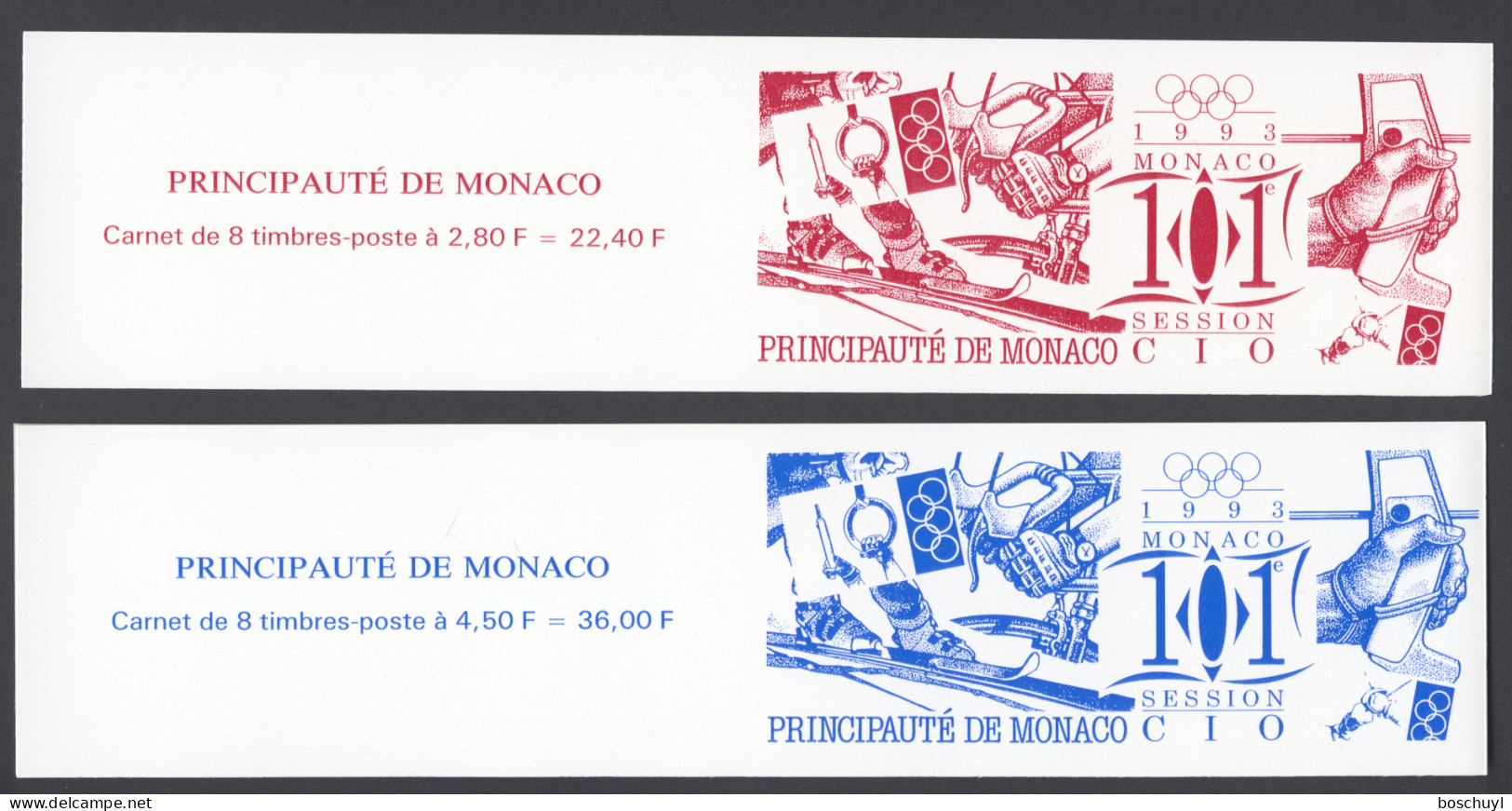 Monaco, 1993, IOC, Olympic Games, Sports, Unfolded Booklets, MNH, Michel MH 10-11 - Cuadernillos
