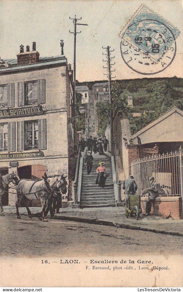 FRANCE - 02 - LAON - Escaliers De La Gare - Edit F Barnaud - Carte Postale Ancienne - Laon