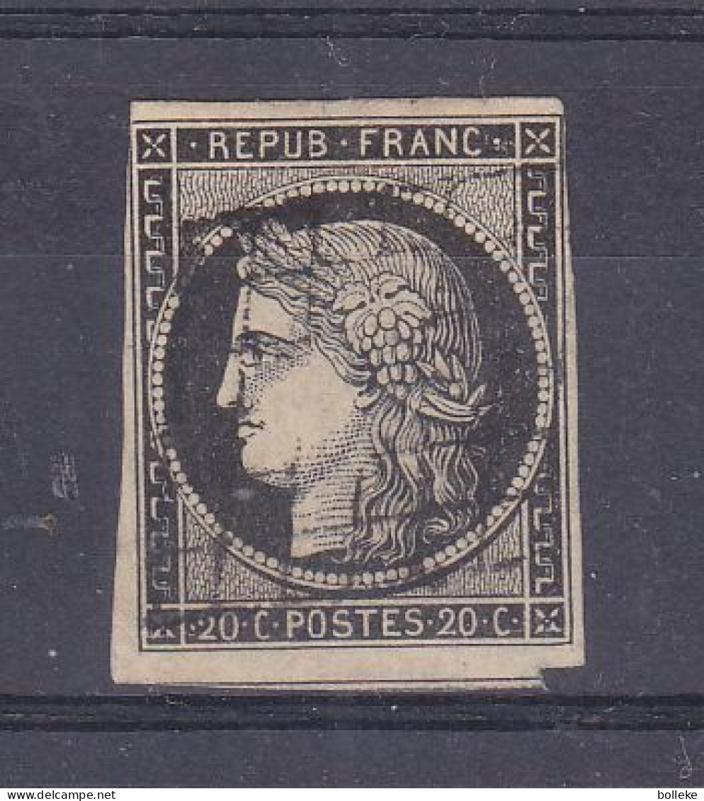 France - Yvert 3 Oblitéré - 1 Voisin - Cadre Touché - Valeur 65 Euros - 1849-1850 Ceres