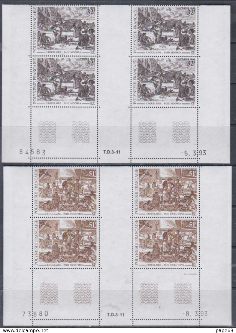 Polynésie N° 432 / 35 XX  Centenaire J. Boullaire 4 Vals En Bloc De 4 Coin Daté Des 5, 8, 18, 19 . 3 . 93 ; Sans Ch., TB - Nuevos