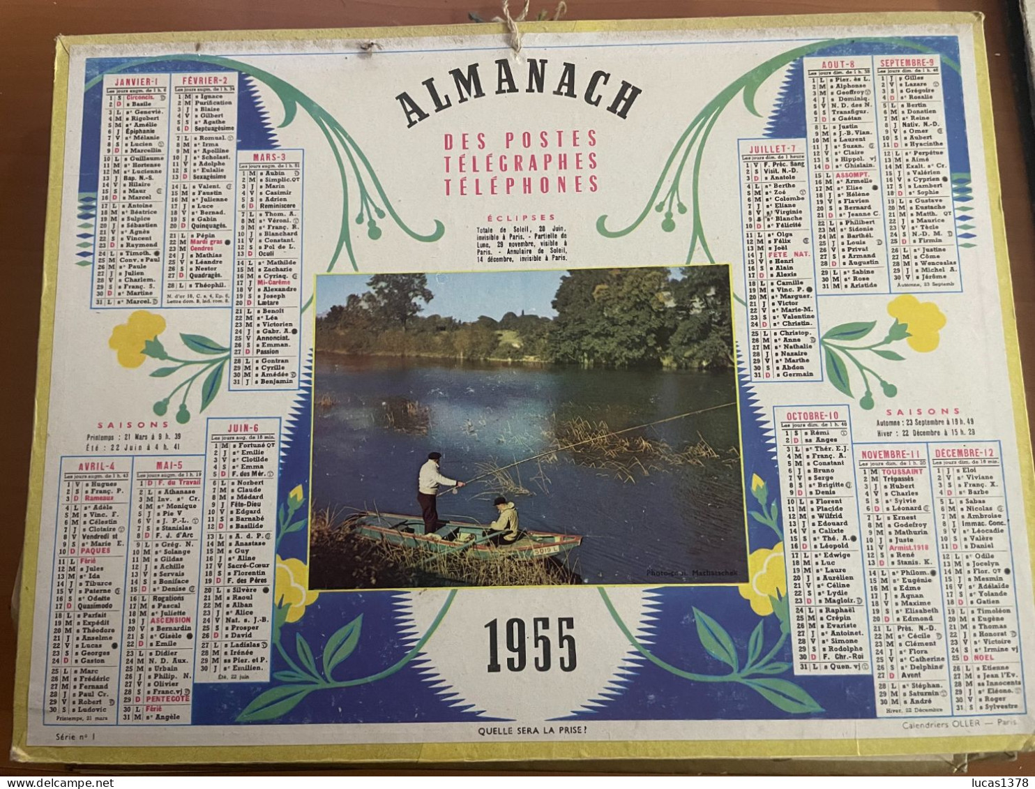 CALENDRIER ALMANACH DES POSTES  1955 / PECHEURS - Groot Formaat: 1941-60