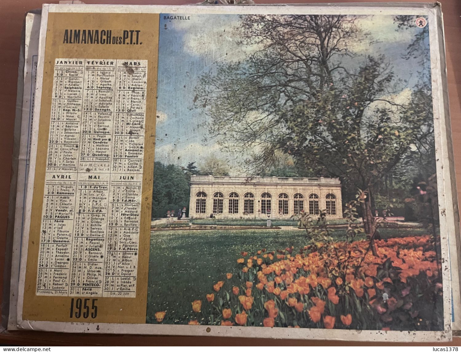 CALENDRIER ALMANACH DES POSTES  1955 / TUILERIE / BAGATELLE - Groot Formaat: 1941-60