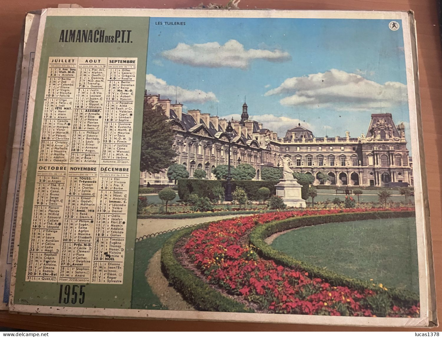 CALENDRIER ALMANACH DES POSTES  1955 / TUILERIE / BAGATELLE - Tamaño Grande : 1941-60