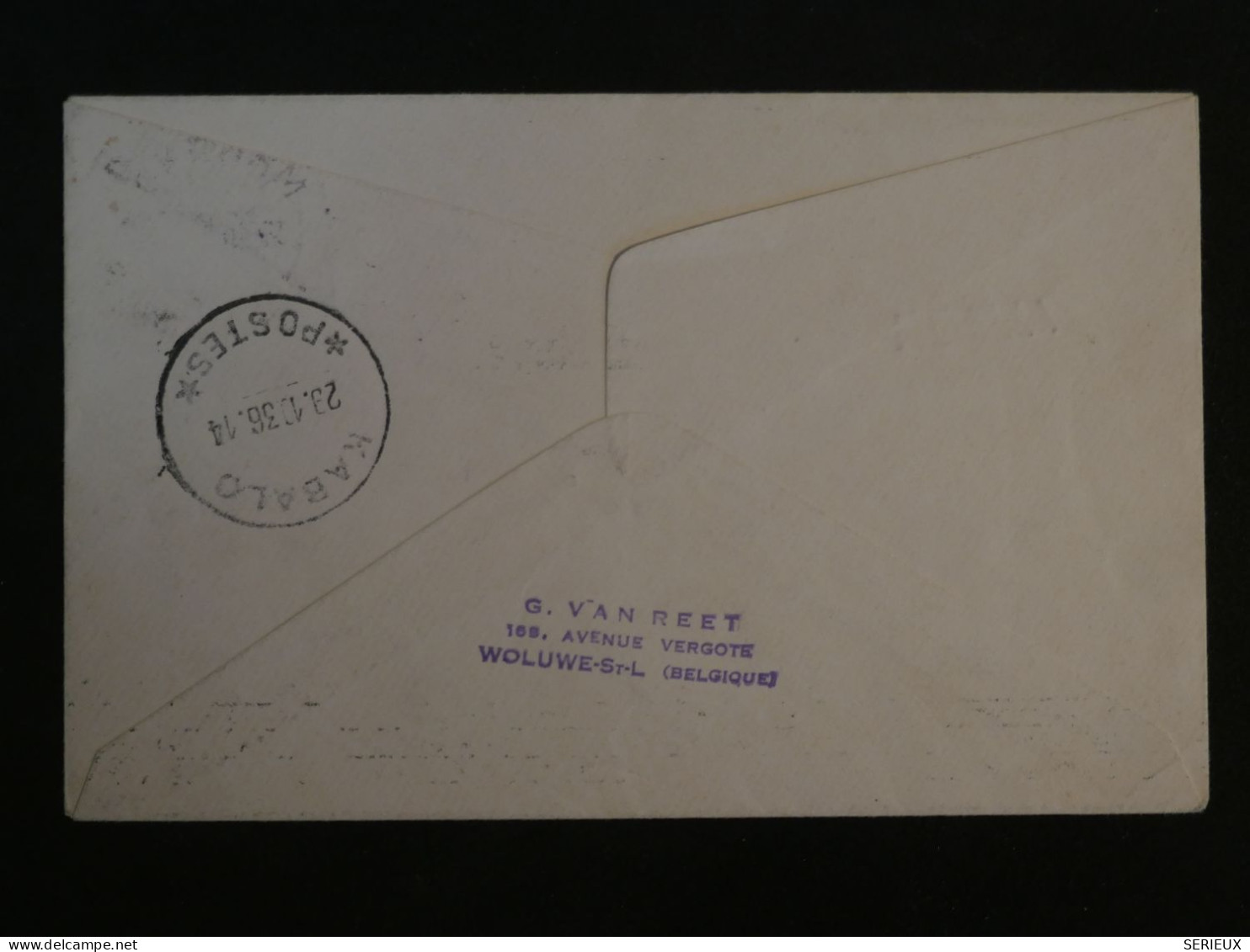 C CONGO BELGE  BELLE  LETTRE  RR 1933 1ER VOL  MANONO A KERBOLO  +AFF. PLAISANT+ - Cartas & Documentos