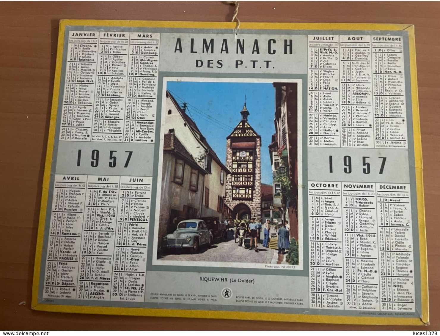 CALENDRIER ALMANACH DES POSTES  1957 / RIQUEWIHR - Tamaño Grande : 1941-60