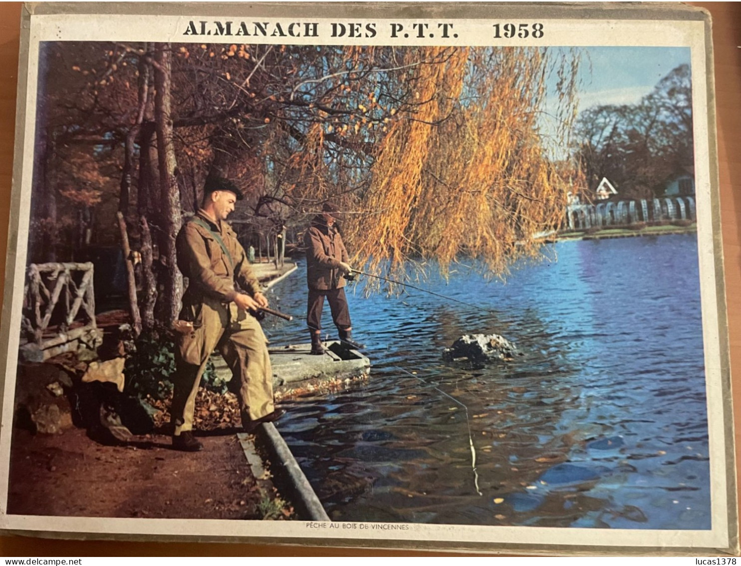 CALENDRIER ALMANACH DES POSTES  1958 / PECHE BOIS DE VINCENNES - Grand Format : 1941-60